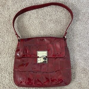 Kate Spade Burgundy Crocodile-Embossed Shoulder Bag
